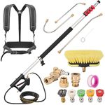 CREEXEON Telescoping Pressure Washer Wand, 24 Feet Aluminum High Power Washer Telescopic Spray Wand with 3 Extension Wands, 5 Spray Nozzle Tips, Pivoting Coupler,2 Couplers and Support Belt