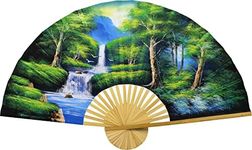 Medium 40 Folding Wall Fan - Asian Forest - Original Hand-Painted