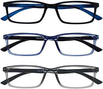 Opulize See 3 Pack Blue Light Blocking Reading Glasses Black Blue Grey Computer Anti Glare Mens Womens BBB9-137 +2.00