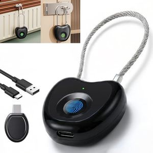 Bstsilver Fingerprint Padlock, Larger Sensor &20-User, 6.2" Flexible Cable Keyless Biometric Lock with Emergency USB Key & Code for Gym Locker, Luggage, Backpack, School, Dorm, Office, Travel & Indoor