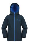 Mountain Warehouse Exodus Kids Softshell Jacket - Breathable, Wind & Water Resistant, Fleece Lined Coat for Boys & Girls - For Autumn, Winter, Hiking & Outdoors Navy Teen Size 13 Years