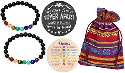 SPUNKYsoul Couple Chakra Stretch Bracelet for Lava Stone Healing Jewelry Men and Women (Couples)