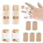 4Pcs Trigger Finger Splint and 5Pcs Finger Brace, Adjustable Finger Sleeves Pinky Mallet Finger Splint, Thumb Splint Trigger Finger Splints for Broken Finger Straightening Arthritis, Finger Protectors