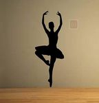 ISEE 360®Ballerina Wall Sticker - Ballet Dancer Wall Decal - Ballerina Decor - Ballet Silhouette Girls Dance Decal(Black) Vinyl Sticker L X H 50 X 27 CM