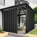 BONZER Outdoor Waterproof Curtains for Patio Extra Wide Grommet Sunlight Blocking Outside Curtains for Gazebo, Porch, Pergola, Pavilion, 1 Panel, 150W x 108L inch, Charcoal