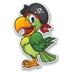 2 x 10cm Pirate Parrot Vinyl Decal Sticker Bike Laptop Car Bike Bird Kids #5585 (6.5cm Wide x 10cm Tall)