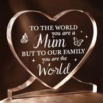 Juratar Gifts for Mum, Best Mum Gifts from Daughter Son, Heart-Shaped Acrylic Plaque Mum Birthday Gifts, Mummy Gifts, Presents for Mum, Gifts for Mum on Her Birthday, Christmas Gifts