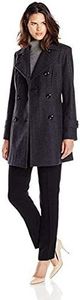 Anne Klein Women's Classic Double Breasted Coat, Charcoal, Medium
