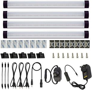 AIBOO Dimmable Led Under Cabinet Lighting Bar Linkable Kits with Rocker Switch Under Counter Kitchen,Showcase,Shelf Lighting(4 Panel Kits Cold White)
