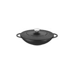 Tramontina Black Enamelled Cast Iron Wok | 32 cm (5 Litre) | Indoor & Outdoor Use