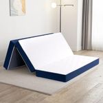 Twolike Full Folding Mattress, 6 Inch Tri Fold Memory Foam Mattress with Washable Cover, Foldable Mattress Topper with Non Slip Bottom,Pressure Relief,Full 73"X 52"X6",Blue
