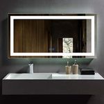 DP Home Large Bathroom Wall Mirrors for Over Sink, Frameless Mirror for Bathroom, Bedroom, Living Room, Lighted LED Backlit Wall Mounted Mirror, Make Up Mirror 48 x 24 in E-CK010-E