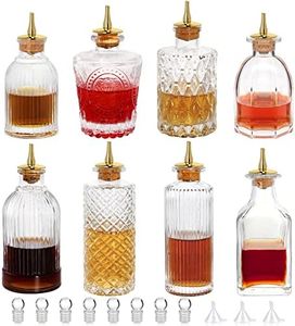 SuproBarware Bitters Bottle 8pcs Glass Dash Bottle Set for Cocktail with Zinc Alloy Dasher Top, Decorative Bottle, for Cocktail and Display (8pcs)