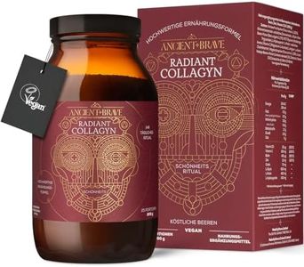 Ancient + Brave - Radiant Collagyn für Schönheit 200 Gramm - Veganes Kollagenpulver mit Zink, Vitamin C & Biotin, pflanzliches Nahrungsergänzungsmittel für Haare, Haut & Nägel - Himbeere, Haskap Beere