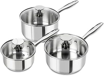 MICHELANGELO Stainless Steel Saucepan Set with Lids 1QT & 2QT & 3QT, Stainless Steel Sauce Pot Set 6pcs, Induction Saucepans, Nonstick Sauce Pan Set, Dishwasher Safe