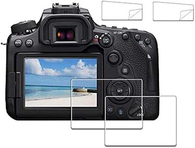 iDaPro Screen Protector for Canon EOS 70D 80D 90D + PET Top Screen Protector [2+2 Pack] Tempered Glass Easy Installation