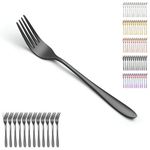 Berglander Black Table Forks Set of 12pcs 20.5cm, Black Titanium Plating Stainless Steel Dinner Fork Set for Home, Restaurant, Daily Dinning, Easy to Clean and Dishwasher Safe