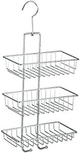 WENKO Etagère Douche Nivala, avec 3 Niveaux, Etagère Douche à Suspendre sans perçage grâce au Large Crochet, Acier chromé Poli, 22 x 50 x 13,5 cm, Argenté