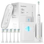 Aquasonic Vibe Series PRO – Ultra-Whitening Power Toothbrush – 5 Modes & Smart Timers – UV Sanitizing Base – ADA Accepted (Optic White)