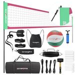 IZZYSPORTS Professional Volleyball Net Set - Easy Setup Regulation Volleyball Net with Poles, Carrying Bag, Premium Volleyball Ball & More - Volleyball Net for Backyard & Outdoor Beach Volleyball Game