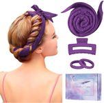 Flylipu Heatless Curling Rod Headband, Upgraded 60' Extra Long Soft Velvet Hair Curlers to Sleep In, No Heat Curls for Most Hair Types, Includes Directions (Purple, 1 Count)