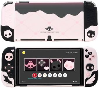 GeekShare Protective Case for Switch OLED Anti-Scratch Slim Cover Case Compatible with Nintendo Switch OLED Separable Soft Silicone Protective Shell with 2 Thumb Grip Caps- Sweetheart Skull