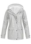 EFOFEI Lady's Transitional Jacket Lightweight Winter Jacket Warm Long Coat With Plush Hood Oversize Winter Fleece Jacket Coats Light Grey L