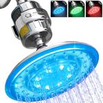 LED Shower Head Large 8” Rainfall + NO BS Shower Filter - 99% REMOVAL Shower Head Filter for Hard Water, Chlorine, Heavy Metals, Fluoride, Micro-life, Organics & Much More!