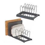 simplywire – Expandable Baking Tray and Chopping Board Rack – Pack of 2 - Pan Lid Storage - Kitchen Cupboard Organiser – Grey