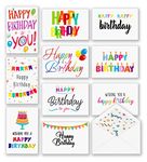 T&M Quality Designs LLC 100 Happy Birthday Cards,Large Assorted Greeting Notes With Envelopes&Stickers,10 Unique Designs,5X7 Inch,Thick Card Stock Bulk Box Set