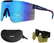 OUTDOOR SPARTA Polarized Sports Sunglasses with 3 Interchangeable Lenses, Cycling Glasses,Baseball Golf Driving Sunglasses (1. Dark Blue Temple, Revo Blue Lens)