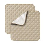 Incontinence Pad 2 Pack, Anti-Slip Reusable Incontinence Protector, Washable Seat Pad, Bed Chair Pad Large (Begie)