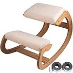 Trintion Ergonomic Kneeling Chair for Upright Posture - Rocking Chair Knee Stool for Home, Office & Meditation - Relieving Back and Neck Pain & Improving Posture (White Oak)