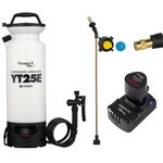 YT25E Battery Sprayer - 12V Lithium-ion with Viton Seals & O-Ring, Brass Wand & Nozzle & Shoulder Strap, 2 Gallon
