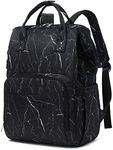 Marble Women Laptop Backpack, Xunteny College School Backpack Bookbag 15.6 Inch Computer Backpacks for Work Business Travel(Black)