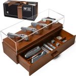 Showcase Your Knives with The Knife Deck – Premium Pocket Knife Display Case for 6 Knives for Men – Drawer for Accessories – Wooden Pocket Knife Holder – Lifetime Assurance Included