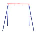 Maxmass Heavy Duty Swing Frame, Kids Swing Set with Ground Stakes, Indoor Outdoor Single Swing A Frame for Backyard Garden Park Playground (Red + Blue)