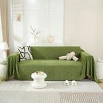 HANDONTIME Sofa Covers Olive Green 3 Seater Couch Cover Pet Couch Protector Dark Green Anti Slip Sofa Cushion Cover Chenille Sofa Throw Cover 71" X134" Loveseat Sectional Couch Covers