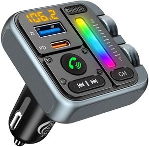 SOARUN Bluetooth 5.3 FM Transmitter for Car, Bluetooth Car Adapter 57W PD & USB Car Bluetooth Transmitter, Hands-free Calling, Music Player, Bass Treble Lossless Sound, Supports 64G Drive