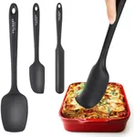 Culinary Couture 4-Piece Black Silicone Baking Spatula Set - Rubber Spatulas Silicone Heat Resistant up to 608°F, BPA-Free - Silicone Spatula Set for Nonstick Cookware - Silicone Baking Utensils