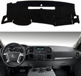 HanLanKa Dashboard Cover for GMC Sierra and Chevrolet Silverado- Fits 2007-2013 Models with Two Glove Boxes. Custom Fit Dash Mat, Won't Break Dash Sensors(Premium Carpet, Black)