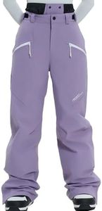 HIGH EXPERIENCE Ski Pants Snow Snowboard Pants Waterproof Insulated Baggy Windproof Hiking Winter Warm for Men Women (Light Purple, Large)