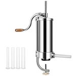 TANGZON 1.5L/3L/3.5L/6L Sausage Stuffer, Vertical Stainless Steel Sausage Maker with 4/6 Sizes Filling Nozzles, Manual Meat Filling Machine for Home Commercial Use (3.5L/6LBS, 4 Nozzles)