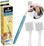 Jasper Macrobrush 360º, Dog Toothbrush for Medium to Large Dogs, Soft-Bristled Dog Tooth Brushing Kit - Premium Non-Slip Handle with 2 Replaceable Tooth Brush Heads, Use with Dog Toothpaste