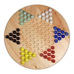 WE Games Solid Wood Chinese Checkers Set with Glass Marbles - 11.5 Inches