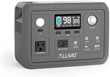 Portable Power Station 300W (Peak 600W), ALLWEI 256Wh Solar Generator with 60W USB-C PD Output, 110V Pure Sine Wave AC Outlet Backup LiFePO4 Battery for Outdoors Camping Travel Home Blackout