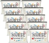 10 Pieces Nurse Survival Kit Makeup Bags, Best Nurse Ever Cosmetic Bag, Nurse Practitioner Gifts Toiletry Bag, Funny Travel Bag Nurses Party Supplies Gifts Nursing Gifts
