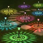 Ushine Garden Lights Solar Powered Waterproof,8 Pack Solar Lights Outdoor Garden Stake with Warm White & RGB,Ultra-Bright Solar Stake Lights Garden Ornaments,Solar Path Lights for Yard Lawn Landscape