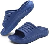 GPOS Mens Sport Recovery Sandals Plantar Fasciitis Arch Support Thick Cushion Slides Sandals Lightweight Comfort Orthotic Open Toe Slippers AllBlue Size 10