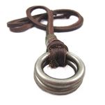 Jirong Brown Leather and Alloy Pendant Adiustable Necklace Mens Necklace Unisex Necklace Cool Necklace Pl233